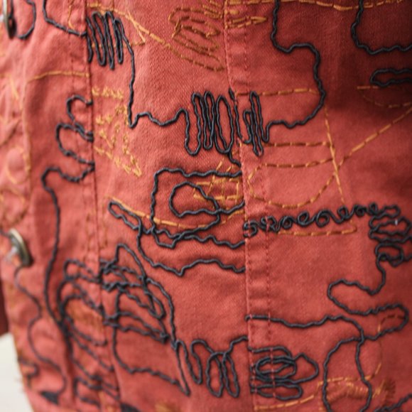 Ruby Rd. Burnt Orange Abstract Embroidered Jacket - Picture 13 of 15
